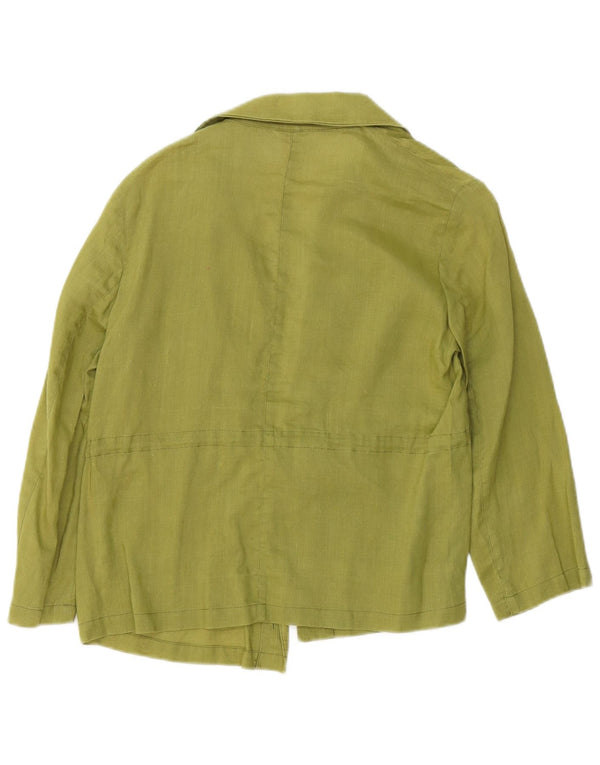 Zara Veste Blazer Femme UK 16 Large Vert Ramie