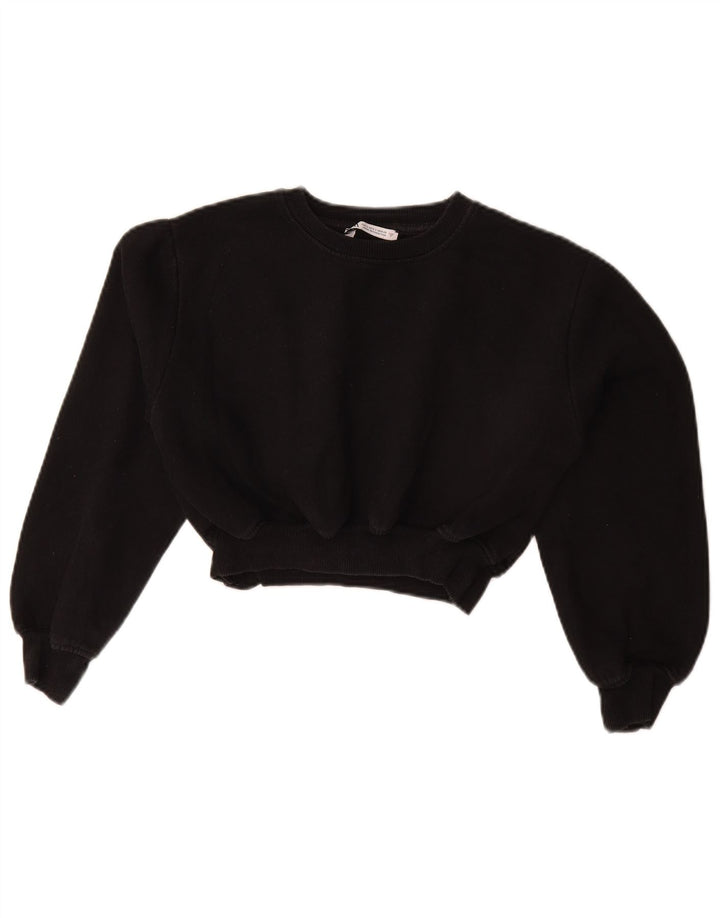 Zara Womens Crop Sweatshirt Jumper UK 10 Petit Noir