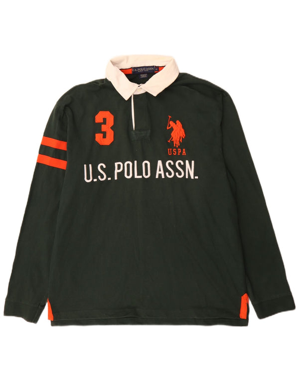 U.S. Polo Assn. Chemise de rugby graphique à manches longues pour homme en coton vert moyen