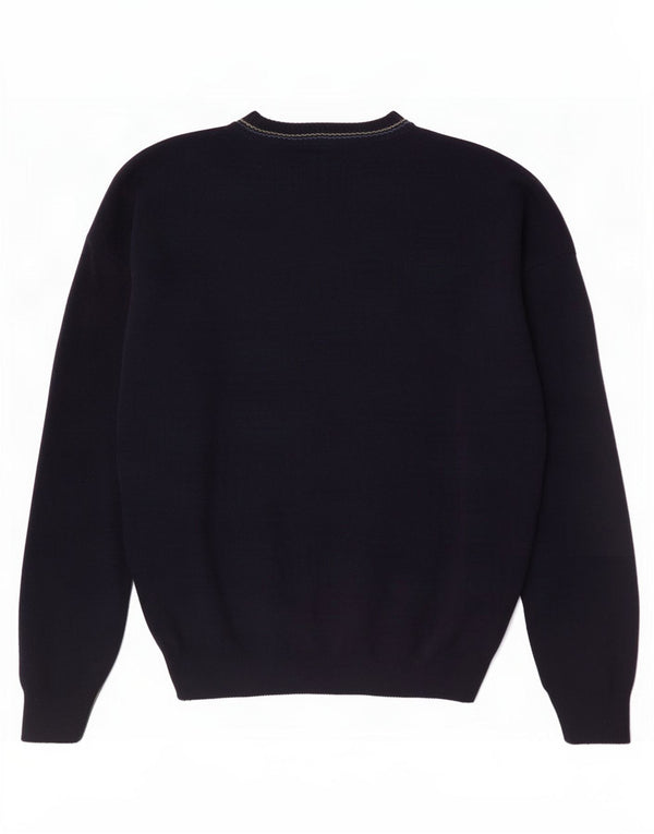 vintage Mens Crew Neck Jumper Pull IT 52/54 Grand Bleu Marine