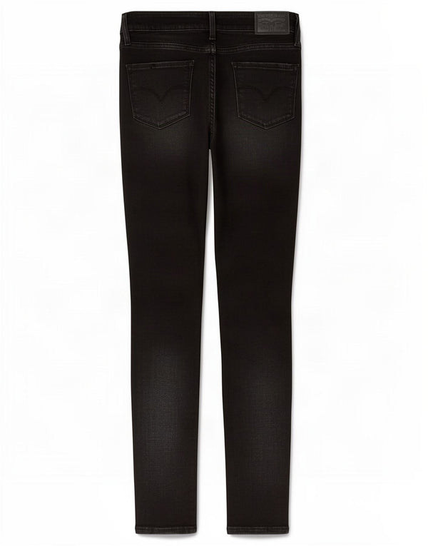 Levi's Womens 711 Distressed Skinny Jeans W28 L30 Black Cotton