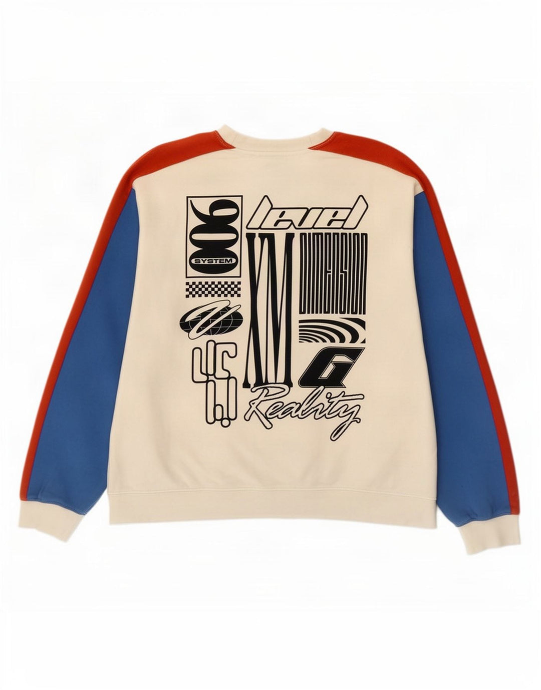 Topman Sweat-shirt graphique pour homme Large Blanc Colorblock