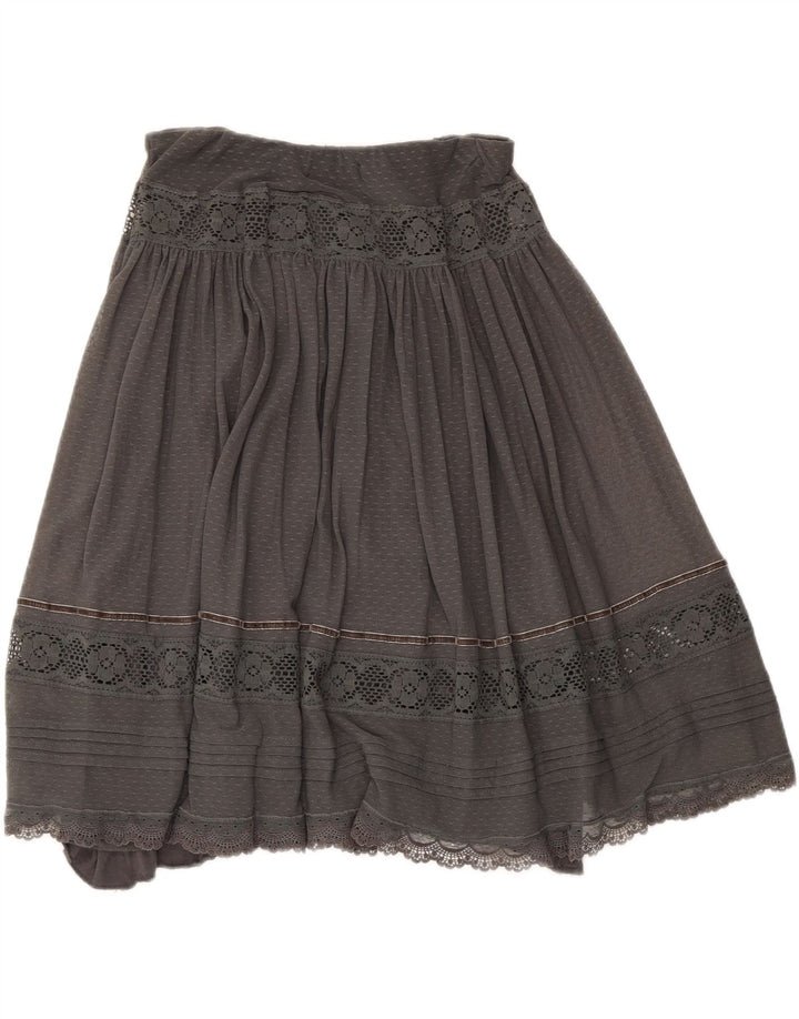 Zara Femme Jupe Plissée Moyen W28 Gris Rayé