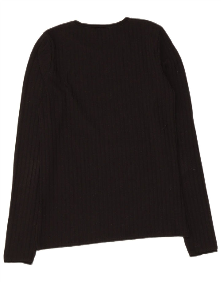 Zara Femme Top Manches Longues UK 12 Moyen Noir