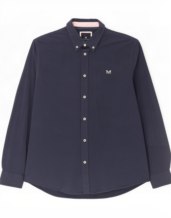 Crew Clothing Chemise slim pour homme en coton bleu marine Large