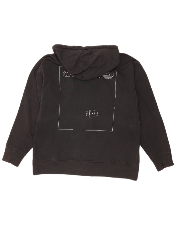 Adidas Pull à capuche zippé graphique pour homme en coton noir moyen