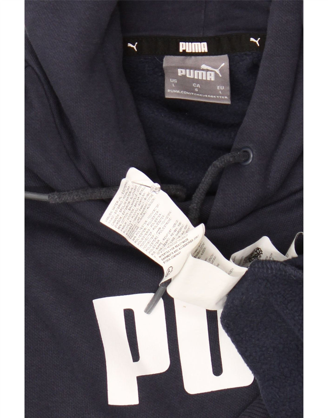 PUMA Pull à capuche graphique pour homme en coton bleu marine Taille L