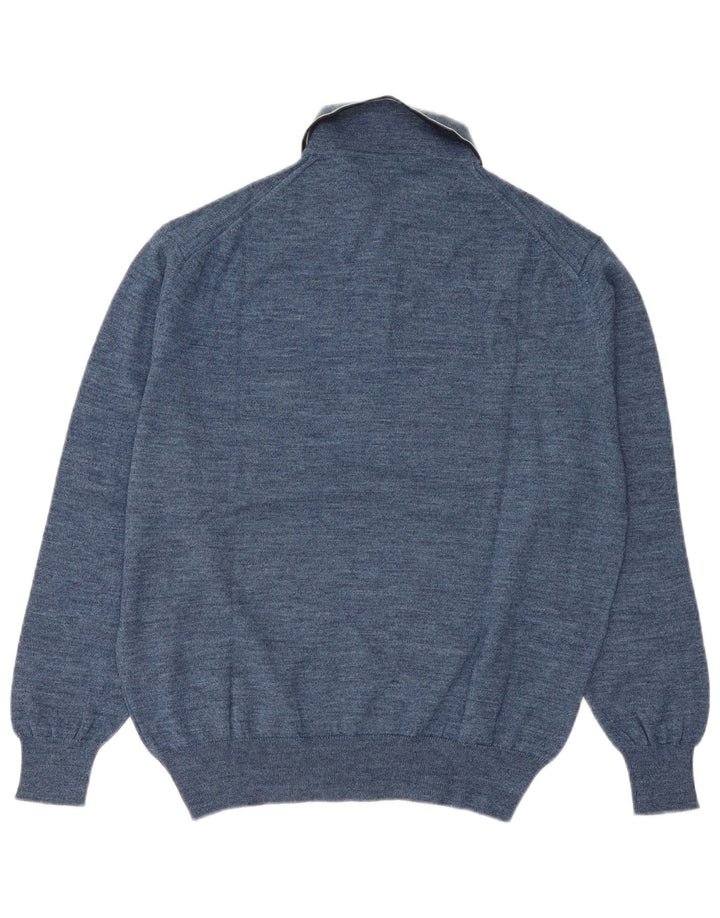 Canda Pull Col Polo Homme IT 48/50 Laine Vierge Bleu Moyen