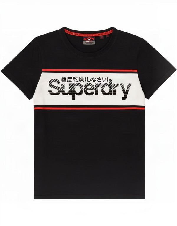 Superdry T-shirt graphique pour homme en coton color block bleu marine moyen