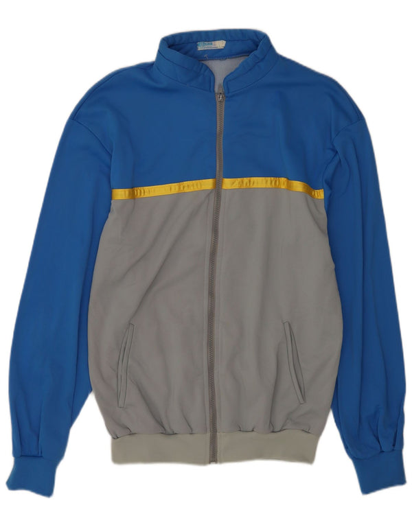 vintage Mens Survêtement Top Veste Grand Bleu Colorblock