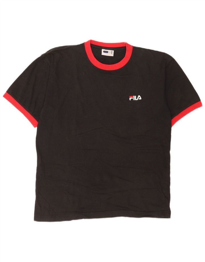Fila T-Shirt Homme Haut Petit Coton Colorblock Noir
