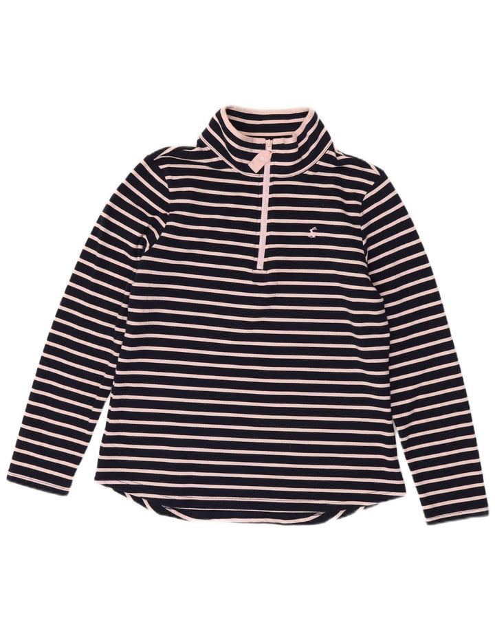 JOULES Sweat-shirt à col zippé pour femme UK 14 Large Bleu marine rayé