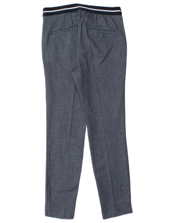 Zara Pantalon Chino Slim Femme Petit W26 L27 Bleu Chevrons Polyester