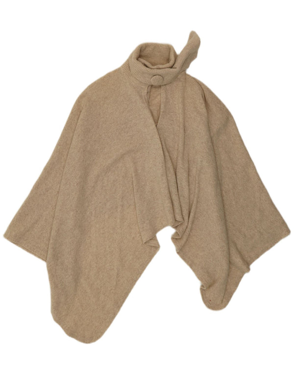 VINTAGE Poncho Jumper Femme Taille Unique Beige Laine d'Agneau