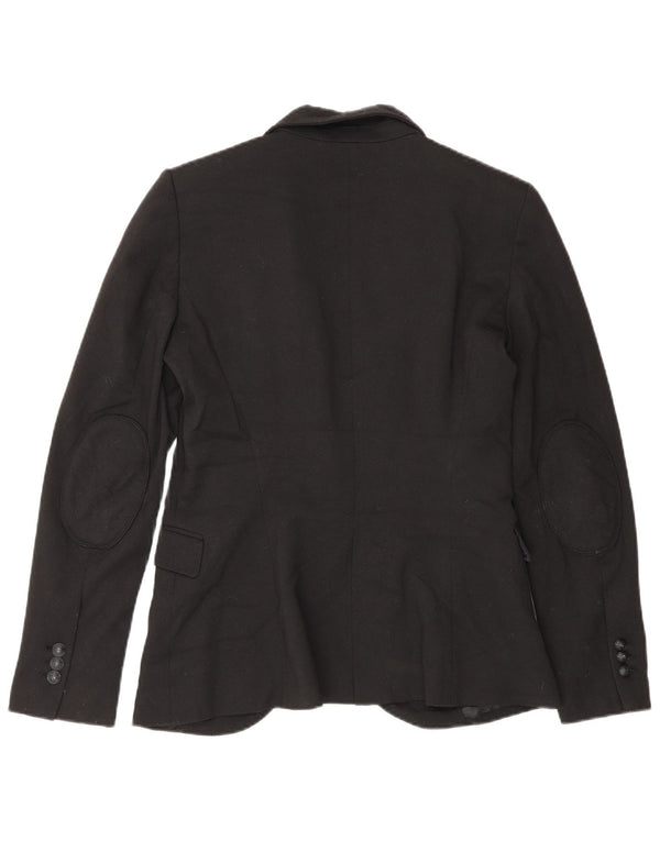 Zara Femme 1 Bouton Blazer Veste UK 12 Moyen Noir Polyester