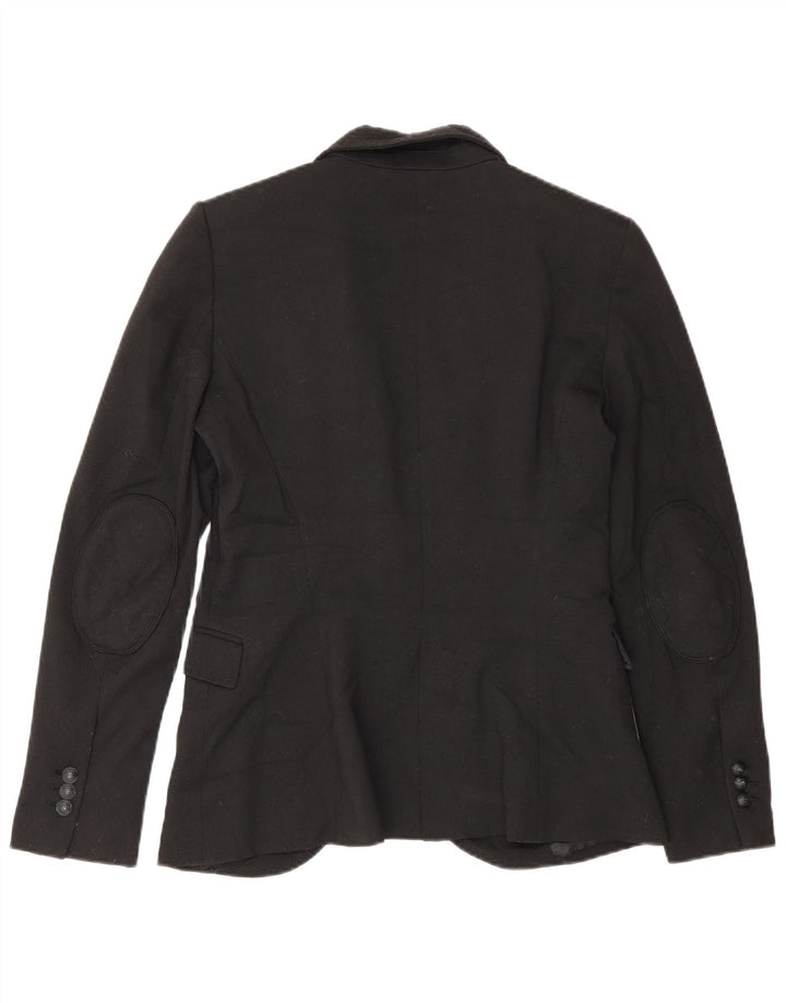 Zara Femme 1 Bouton Blazer Veste UK 12 Moyen Noir Polyester