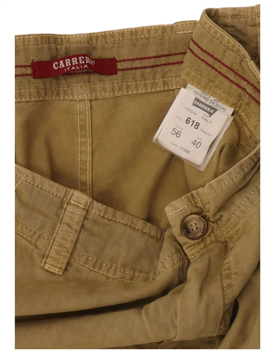 Carrera Short Cargo 618 W40 XL Homme Beige Coton