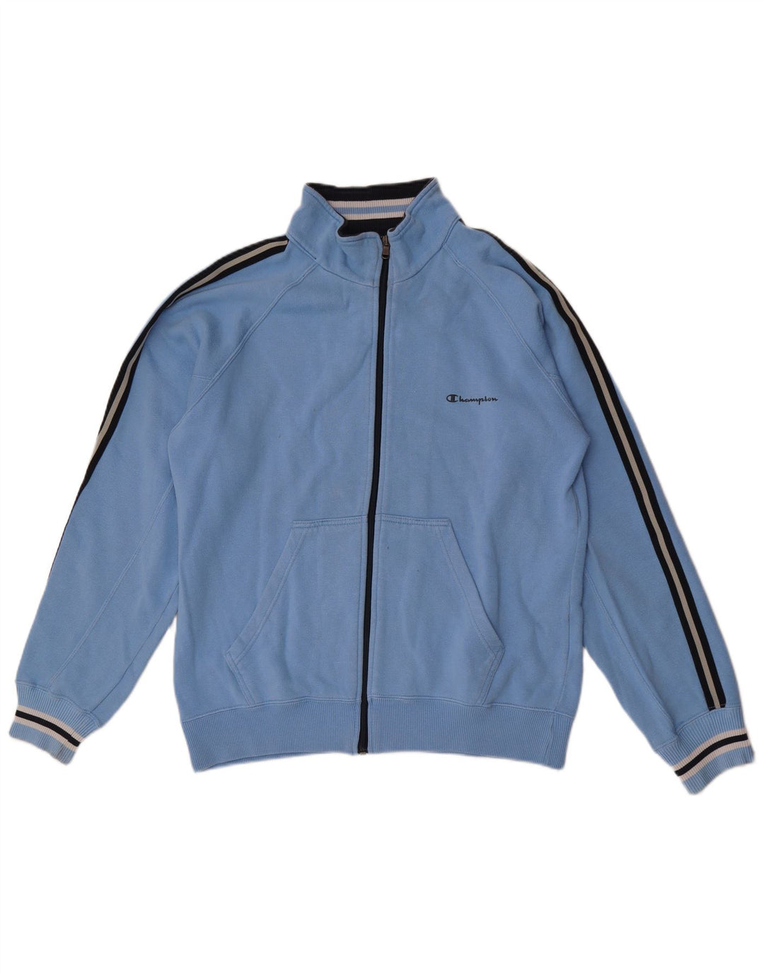 Champion Veste de survêtement pour homme en coton rayé bleu Taille L