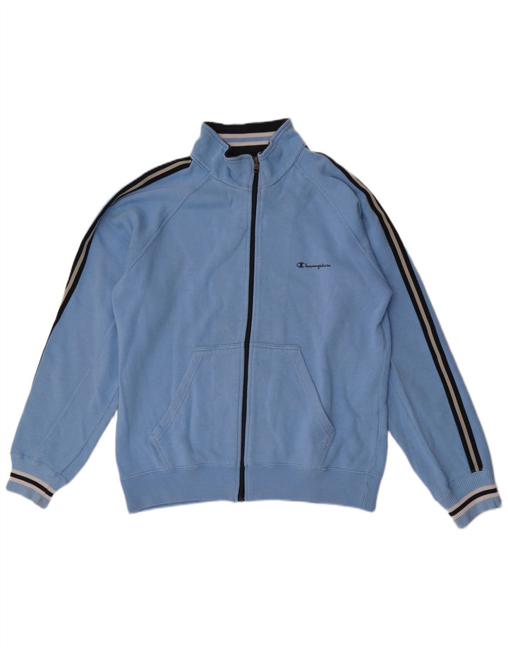 Champion Veste de survêtement pour homme en coton rayé bleu Taille L