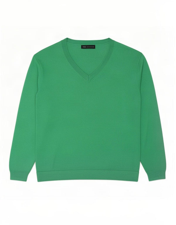 Marks & Spencer Pull surdimensionné à col en V pour femme UK 10 Petit Vert