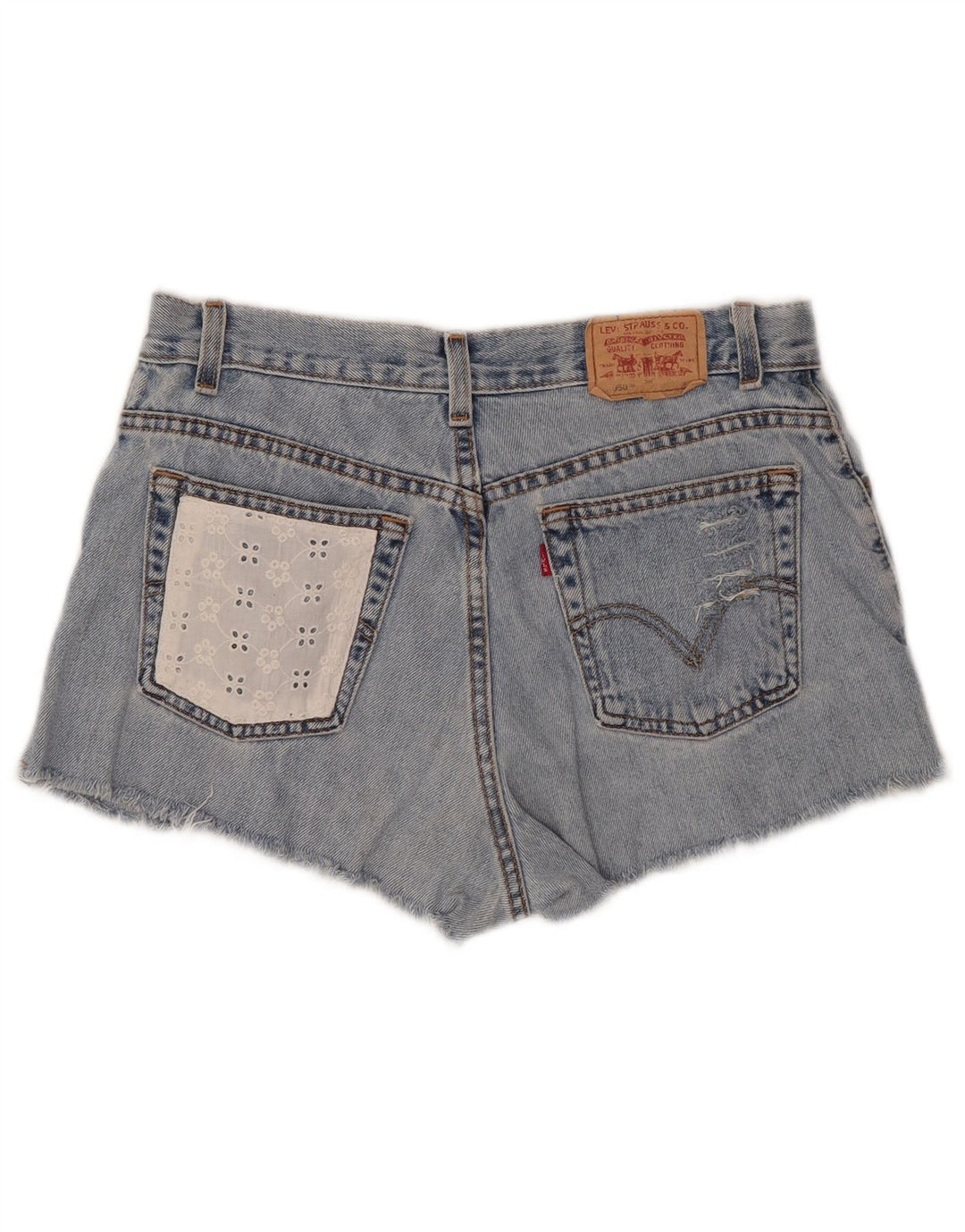 LEVI'S Short en jean vieilli 550 pour femme US 12 Large W30 Bleu