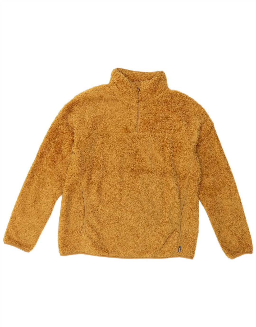 Eddie Bauer Pull polaire à col zippé pour femme UK 10 Petit Jaune Polyester