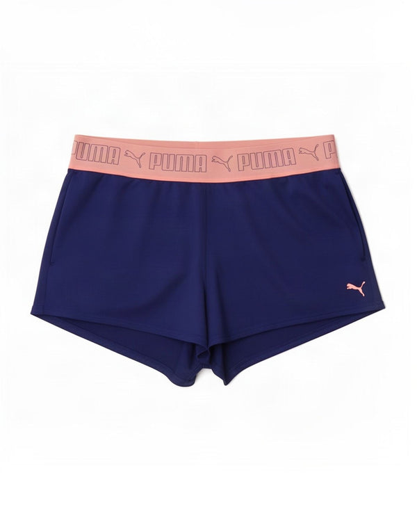 Puma Short de sport graphique pour femme UK 16 Large Bleu Colorblock