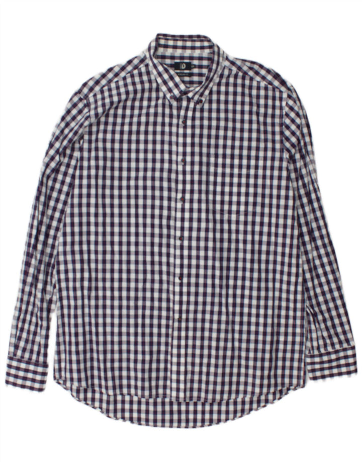 Dack's Chemise coupe classique pour homme 2XL en coton vichy bleu marine