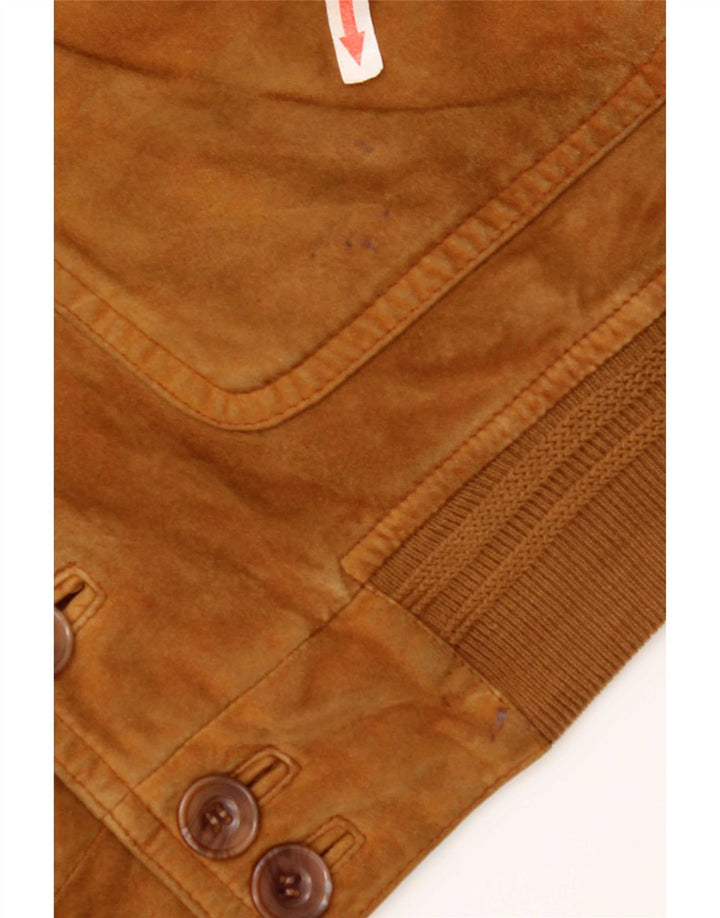veste bomber en daim femme vintage UK 18 XL Marron