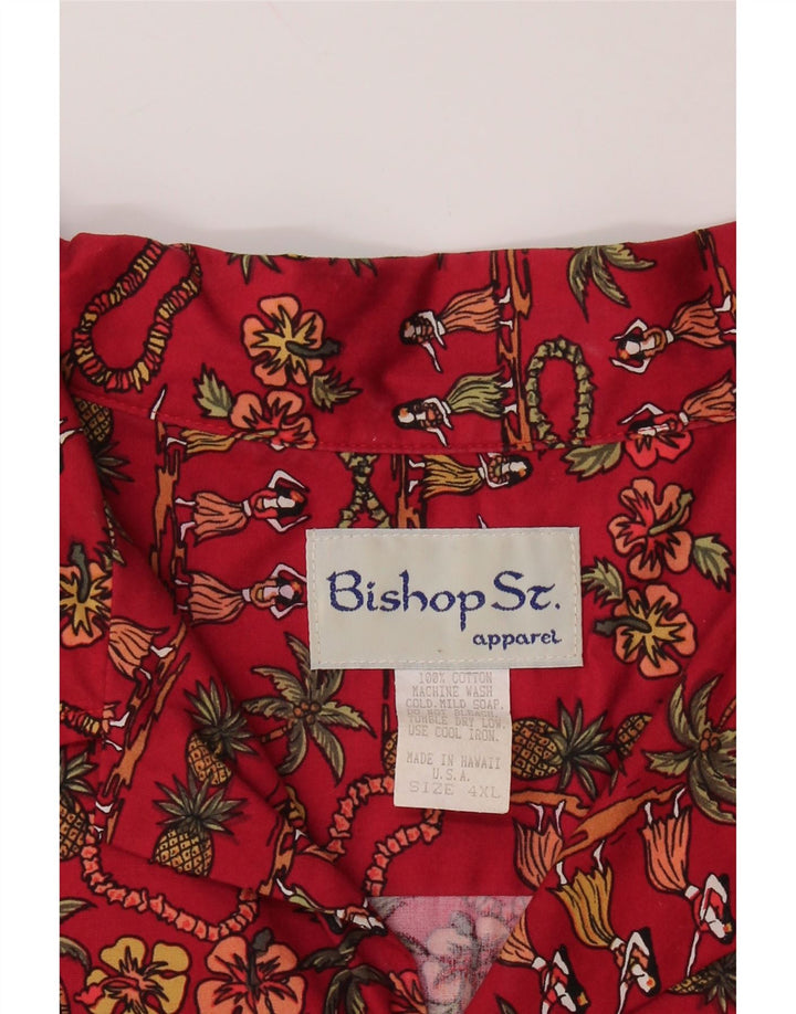 Bishop St. Apparel Chemise à manches courtes pour homme 4XL Rouge Floral Coton
