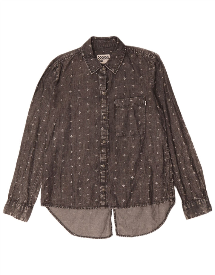 Vans Chemise surdimensionnée pour femme UK 10 Petit coton géométrique noir