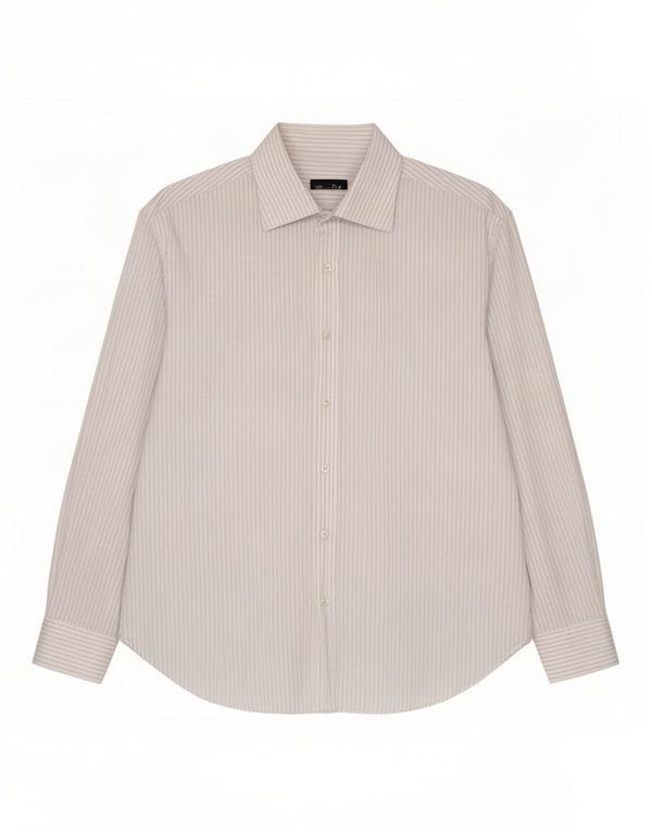 Massimo Dutti Chemise homme Taille 44 17 1/2 XL Blanc à fines rayures