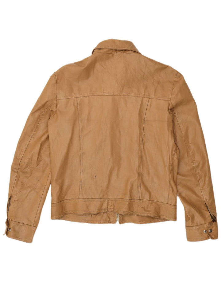 veste en cuir femme vintage UK 18 XL Cuir Beige