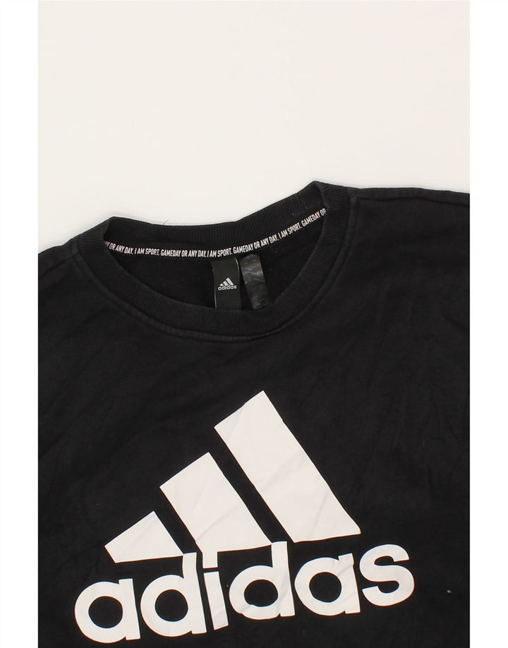 ADIDAS Womens Oversized Graphic Sweatshirt Jumper UK 16/18 Large Black Vintage Adidas and Second-Hand Adidas from Messina Hembry 