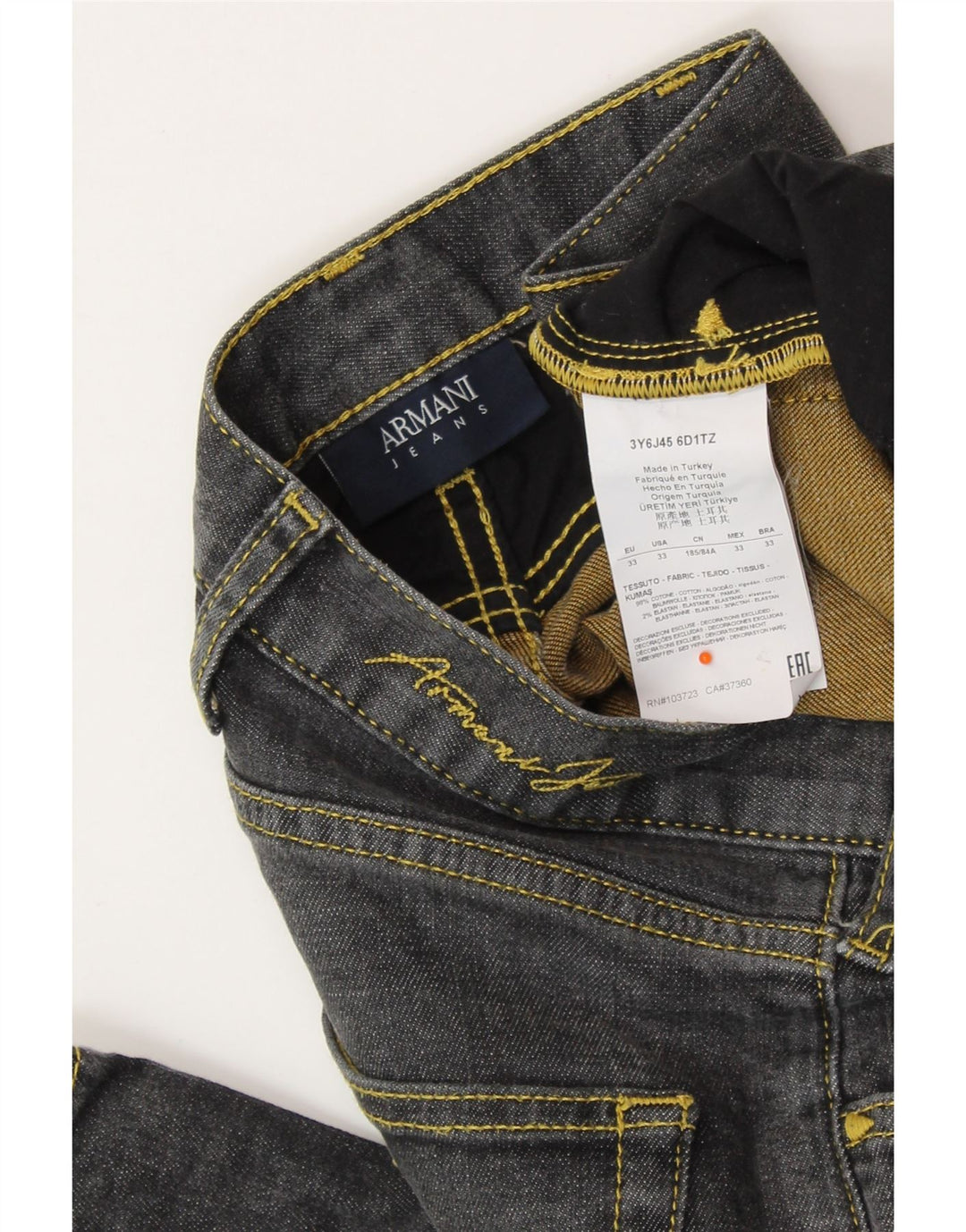 ARMANI Jean Droit Homme W33 L32 Gris Coton