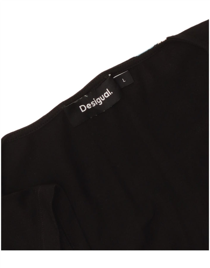 Desigual Robe trapèze graphique pour femme UK 14 Large Noir