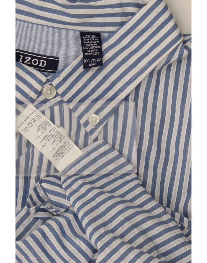 IZOD Mens Short Sleeve Shirt 2XL Blue Striped Cotton Vintage Izod and Second-Hand Izod from Messina Hembry 