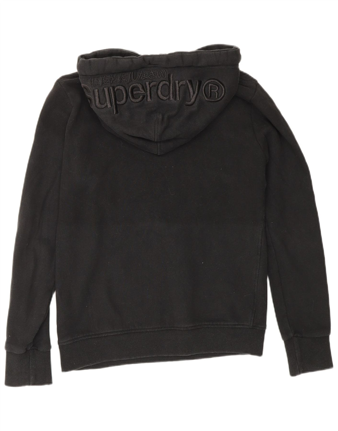 SUPERDRY Womens Graphic Hoodie Jumper UK 10 Small  Black Cotton Vintage Superdry and Second-Hand Superdry from Messina Hembry 