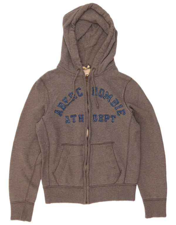 Abercrombie & Fitch Pull à capuche zippé graphique pour homme en coton gris moyen