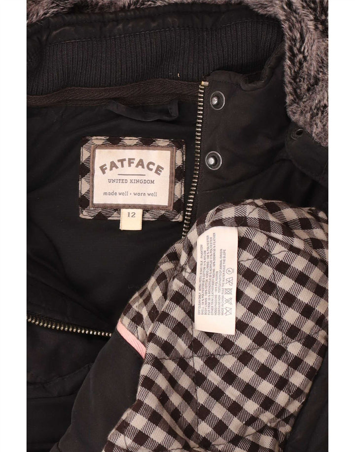 Fat Face Gilet rembourré à capuche pour femme UK 12 Medium Noir Polyester