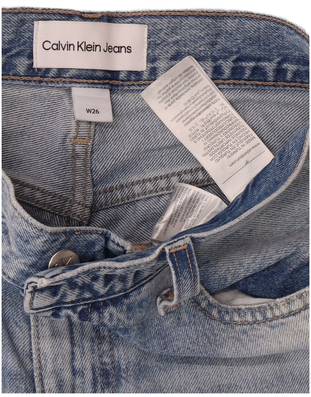 Calvin Klein Jean taille haute effilé pour femme W26 L28 Bleu grunge