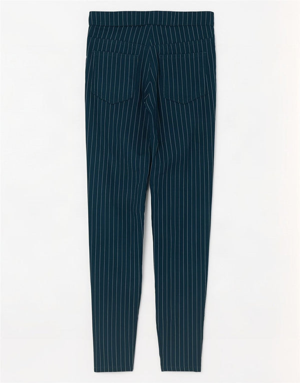 Marks & Spencer Pantalon décontracté pour femme UK 8 Small W26 L27 Vert à fines rayures