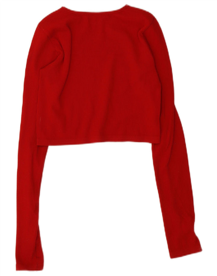 Zara Haut court à manches longues pour femme UK 12 Rouge moyen