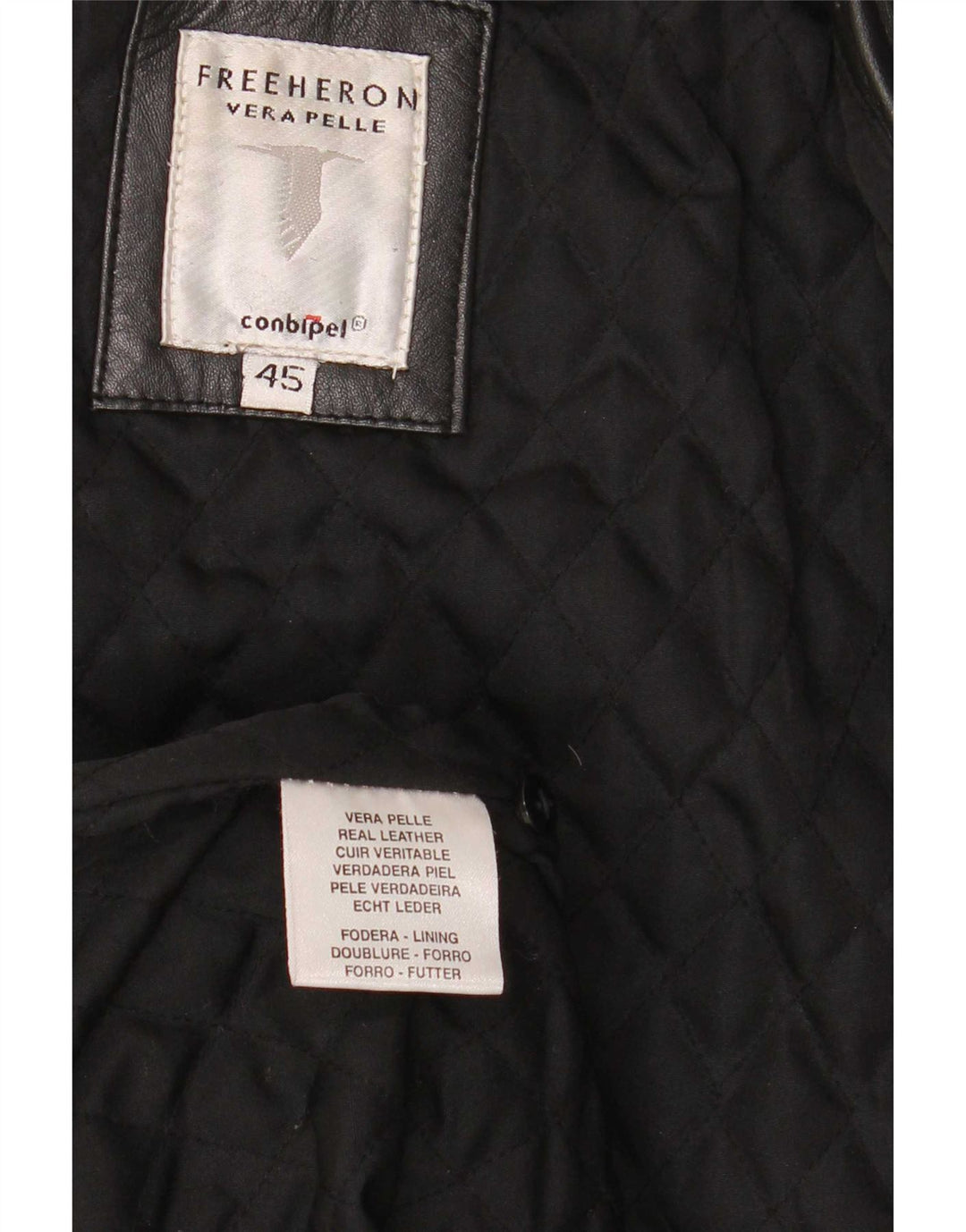 Conbipel Veste En Cuir Femme IT 45 Moyen Noir