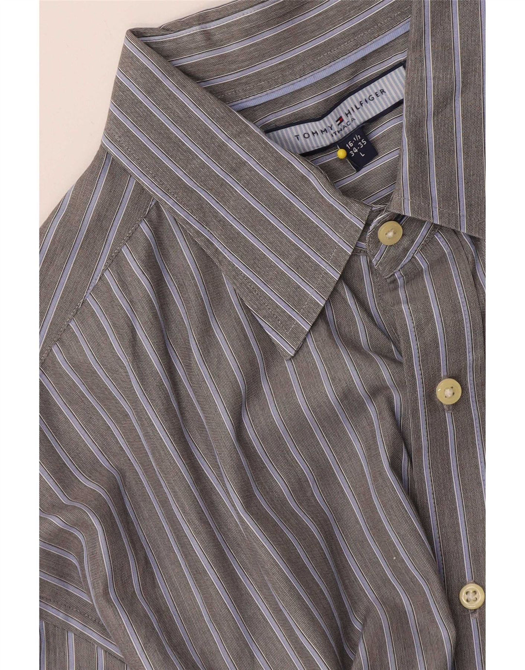 Tommy Hilfiger Chemise Homme Taille 16 1/2 Large Gris Rayé