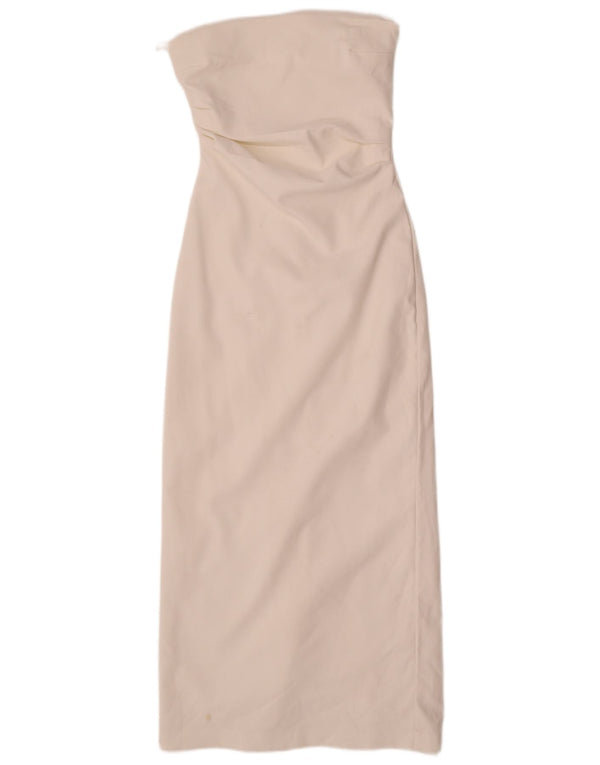 Zara Femme Robe Bustier UK 8 Petit Polyester Blanc