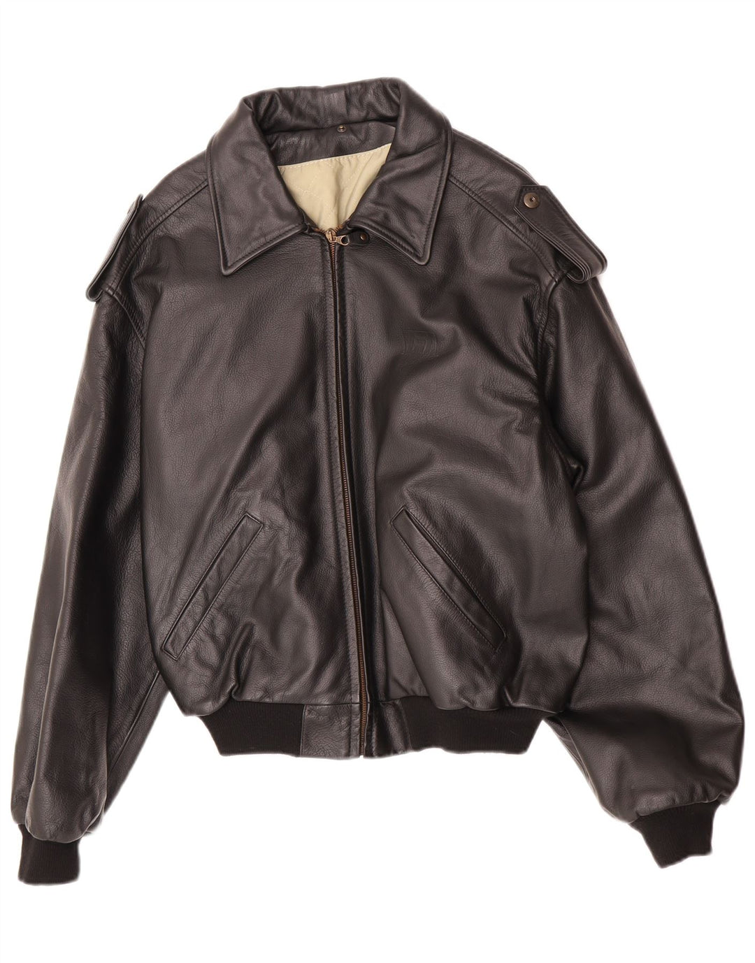 veste militaire vintage en faux cuir pour homme IT 48/50 Noir moyen