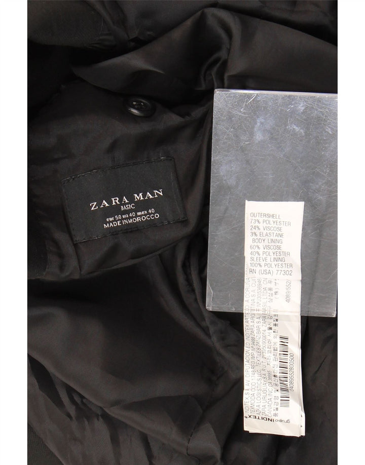 ZARA Hommes 2 Bouton Blazer Veste EU 50 Moyen Noir Polyester