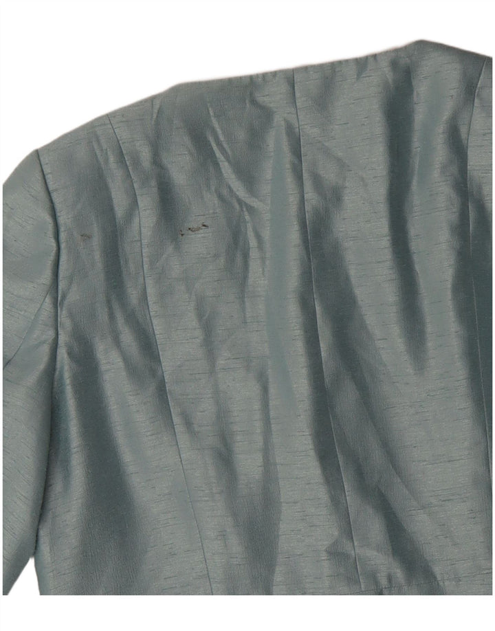 Jacques Vert Veste blazer courte à manches 3/4 pour femme UK 16 Large Bleu Viscose