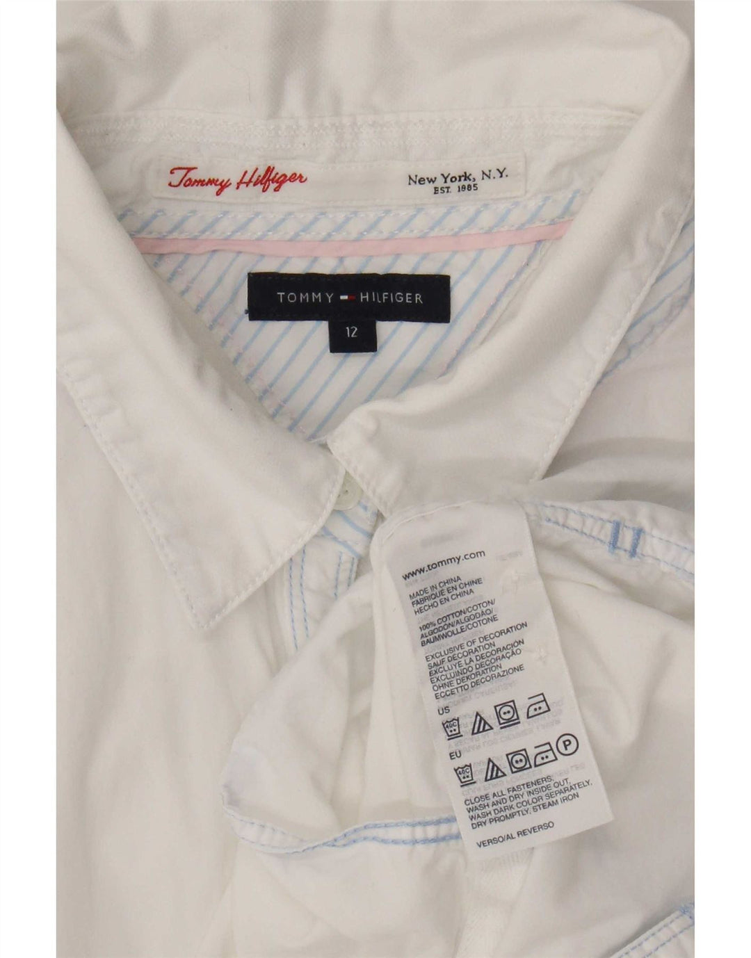 Tommy Hilfiger Chemise Femme US 12 Large Blanc Coton